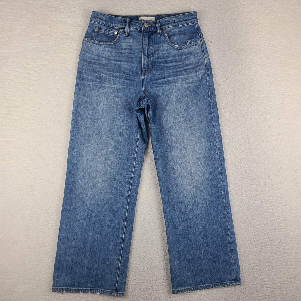 MADEWELL Jeans Womens 28 Blue Slim Wide Leg Crop Medium Wash Denim